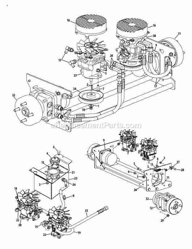 Hydro Hose & Pump Assembly Diagram and Parts List for S7237-KW 53AP8DU8750 Cub Cadet Sprayer